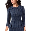 image:imageVFSHOW Womens Peplum Work Business Office Church Bodycon Sheath DressDark Blue Tweed