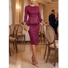 image:imageVFSHOW Womens Peplum Work Business Office Church Bodycon Sheath DressDark Red Suede