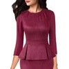 image:imageVFSHOW Womens Peplum Work Business Office Church Bodycon Sheath DressDark Red Suede