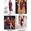 image:imageVFSHOW Womens Peplum Work Business Office Church Bodycon Sheath DressDark Red Suede