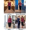 image:imageVFSHOW Womens Peplum Work Business Office Church Bodycon Sheath DressDark Red and Black Suede