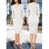 image:imageVFSHOW Womens Peplum Work Business Office Church Bodycon Sheath DressOffwhite Tweed