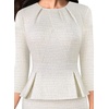 image:imageVFSHOW Womens Peplum Work Business Office Church Bodycon Sheath DressOffwhite Tweed