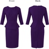 image:imageVFSHOW Womens Peplum Work Business Office Church Bodycon Sheath DressPurple