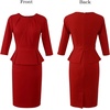 image:imageVFSHOW Womens Peplum Work Business Office Church Bodycon Sheath DressRed