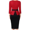 image:imageVFSHOW Womens Peplum Work Business Office Church Bodycon Sheath DressRed and Black