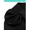 image:imageVFSHOW Womens Pleated Asymmetric Bow Neck Work Business Office Pencil DressBlack With White Piping