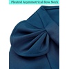 image:imageVFSHOW Womens Pleated Asymmetric Bow Neck Work Business Office Pencil DressPeacock Blue