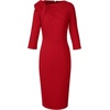 image:imageVFSHOW Womens Pleated Asymmetric Bow Neck Work Business Office Pencil DressRed