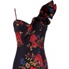 image:imageVFSHOW Womens Ruffle One Shoulder Formal Prom Gala Maxi Dress Evening GownBlack With Red Floral Print