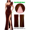 image:imageVFSHOW Womens Ruffle One Shoulder Formal Prom Gala Maxi Dress Evening GownBurnt Orange Velvet