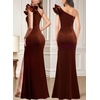 image:imageVFSHOW Womens Ruffle One Shoulder Formal Prom Gala Maxi Dress Evening GownBurnt Orange Velvet
