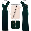 image:imageVFSHOW Womens Ruffle One Shoulder Formal Prom Gala Maxi Dress Evening GownDark Green Velvet