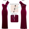 image:imageVFSHOW Womens Ruffle One Shoulder Formal Prom Gala Maxi Dress Evening GownFuchsia Velvet