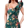 image:imageVFSHOW Womens Ruffle One Shoulder Formal Prom Gala Maxi Dress Evening GownGreen Floral Print