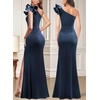 image:imageVFSHOW Womens Ruffle One Shoulder Formal Prom Gala Maxi Dress Evening GownHaze Blue Velvet