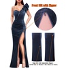 image:imageVFSHOW Womens Ruffle One Shoulder Formal Prom Gala Maxi Dress Evening GownHaze Blue Velvet