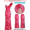 image:imageVFSHOW Womens Ruffle One Shoulder Formal Prom Gala Maxi Dress Evening GownHot Pink Floral Print