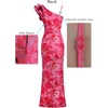 image:imageVFSHOW Womens Ruffle One Shoulder Formal Prom Gala Maxi Dress Evening GownHot Pink Floral Print