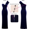 image:imageVFSHOW Womens Ruffle One Shoulder Formal Prom Gala Maxi Dress Evening GownNavy Blue Velvet