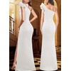 image:imageVFSHOW Womens Ruffle One Shoulder Formal Prom Gala Maxi Dress Evening GownOffwhite Lace