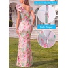 image:imageVFSHOW Womens Ruffle One Shoulder Formal Prom Gala Maxi Dress Evening GownPink Floral Printb