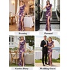 image:imageVFSHOW Womens Ruffle One Shoulder Formal Prom Gala Maxi Dress Evening GownPurple Floral Print