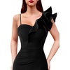 image:imageVFSHOW Womens Ruffle One Shoulder Formal Prom Gala Maxi Dress Evening GownSolid Black