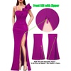 image:imageVFSHOW Womens Ruffle One Shoulder Formal Prom Gala Maxi Dress Evening GownSparkly Dark Magenta