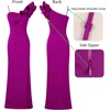 image:imageVFSHOW Womens Ruffle One Shoulder Formal Prom Gala Maxi Dress Evening GownSparkly Dark Magenta