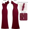 image:imageVFSHOW Womens Ruffle One Shoulder Formal Prom Gala Maxi Dress Evening GownSparkly Dark Red