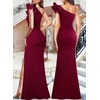 image:imageVFSHOW Womens Ruffle One Shoulder Formal Prom Gala Maxi Dress Evening GownSparkly Dark Red