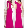 image:imageVFSHOW Womens Ruffle One Shoulder Formal Prom Gala Maxi Dress Evening GownSparkly Hot Pink