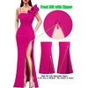 image:imageVFSHOW Womens Ruffle One Shoulder Formal Prom Gala Maxi Dress Evening GownSparkly Hot Pink