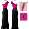 image:imageVFSHOW Womens Ruffle One Shoulder Formal Prom Gala Maxi Dress Evening GownSparkly Hot Pink and Black