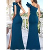 image:imageVFSHOW Womens Ruffle One Shoulder Formal Prom Gala Maxi Dress Evening GownSparkly Peacock Blue