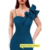 image:imageVFSHOW Womens Ruffle One Shoulder Formal Prom Gala Maxi Dress Evening GownSparkly Peacock Blue