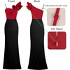 image:imageVFSHOW Womens Ruffle One Shoulder Formal Prom Gala Maxi Dress Evening GownSparkly Red  Black