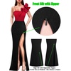 image:imageVFSHOW Womens Ruffle One Shoulder Formal Prom Gala Maxi Dress Evening GownSparkly Red  Black