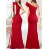image:imageVFSHOW Womens Ruffle One Shoulder Formal Prom Gala Maxi Dress Evening GownSparkly Red