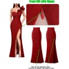 image:imageVFSHOW Womens Ruffle One Shoulder Formal Prom Gala Maxi Dress Evening GownSparkly Redb