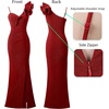 image:imageVFSHOW Womens Ruffle One Shoulder Formal Prom Gala Maxi Dress Evening GownSparkly Redb