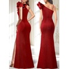 image:imageVFSHOW Womens Ruffle One Shoulder Formal Prom Gala Maxi Dress Evening GownSparkly Redb