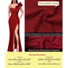 image:imageVFSHOW Womens Ruffle One Shoulder Formal Prom Gala Maxi Dress Evening GownSparkly Redb