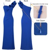 image:imageVFSHOW Womens Ruffle One Shoulder Formal Prom Gala Maxi Dress Evening GownSparkly Royal Blue