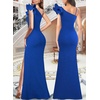 image:imageVFSHOW Womens Ruffle One Shoulder Formal Prom Gala Maxi Dress Evening GownSparkly Royal Blue