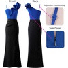 image:imageVFSHOW Womens Ruffle One Shoulder Formal Prom Gala Maxi Dress Evening GownSparkly Royal Blue and Black
