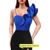 image:imageVFSHOW Womens Ruffle One Shoulder Formal Prom Gala Maxi Dress Evening GownSparkly Royal Blue and Black
