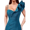 image:imageVFSHOW Womens Ruffle One Shoulder Formal Prom Gala Maxi Dress Evening GownSparkly Teal Blue