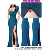 image:imageVFSHOW Womens Ruffle One Shoulder Formal Prom Gala Maxi Dress Evening GownSparkly Teal Blue